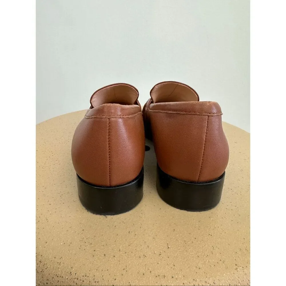 J. Crew Women’s Cognac Brown Leather Maison Ruched Slip In Loafers
